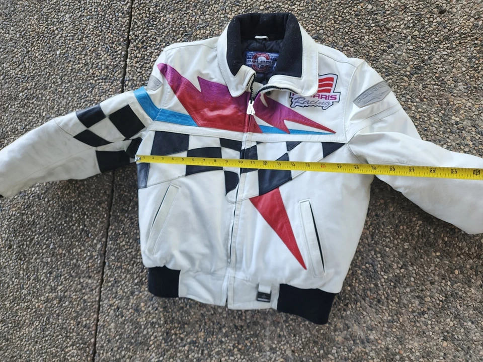Vtg Polaris Leather Snowmobile Jacket Hein Gericke White Womens Medium - Image 2 of 4