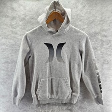 Kids Hurley Light Gray Hoodie Sweatshirt Pullover Logo Sleeve Medium