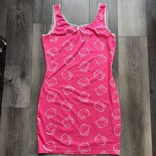 Hello Kitty And Friends Shein X Slip Dress Large Pink White Sleeveless Ruffles