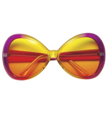 70er Jahre Sugar Babe Hippie Sonnenbrille Damen Pink/Gelb Brille XXL-Shades groß
