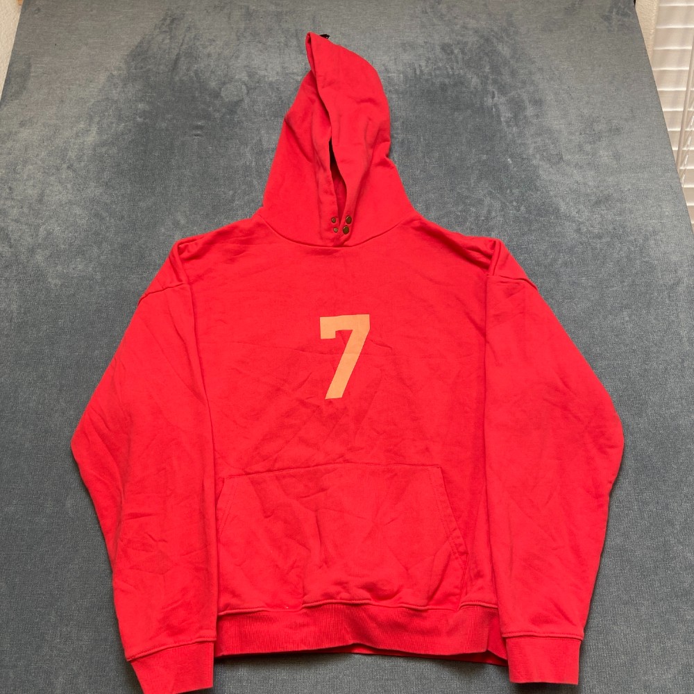 Fear of God Seventh Collection Hoodie Mens 2XL Red Fleece Lined