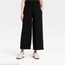 Womens Mid-Rise Wide Crop Leg Jersey Knit Pul...
