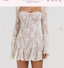 House of CB Analissa Cream Floral Lace Corset Mini Dress Sweetheart XS