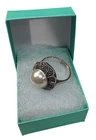 Vintage Sterling Silver 925 Marcasite Dome Ring Faux Pearl Center Size 10.5