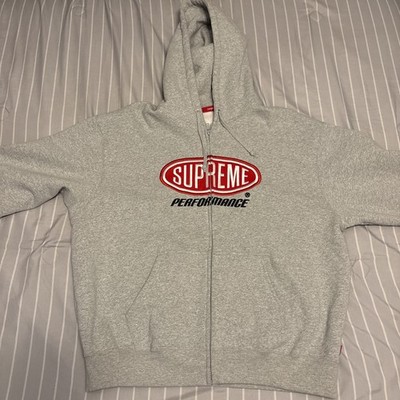 Supreme - Performance Zip Up Hooded Sweatshirt Hoodie Grey Size L