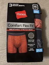 NEW Hanes Mens Tagless Boxer Briefs Regular Length 3 Pack Smooth Comfort 3XL