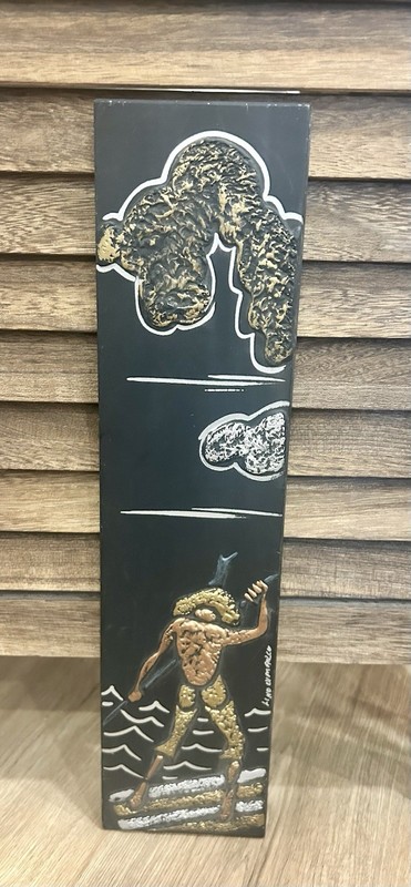 Lino Demarco Signed Decorative Raised Relief Slate 16x4” Copper Bronze