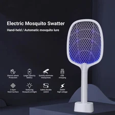 Handheld Rechargeable Zapper Killer Mosquito Fly Swatter Bug Insect Racket USB