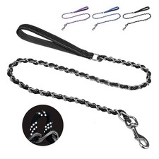 Heavy Duty Dog Leash - Chew Proof 4 FT Reflective Metal Training Leash with S...