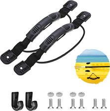 2 Pcs Kayaks Canoe Side Mount Handles with Bungee Cord Paddle Holder Accessorie
