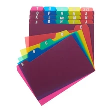 Oxford Poly Index Card Guides Folder Alphabetical A-Z Assorted 4x6 1/5 Tabs 25pc