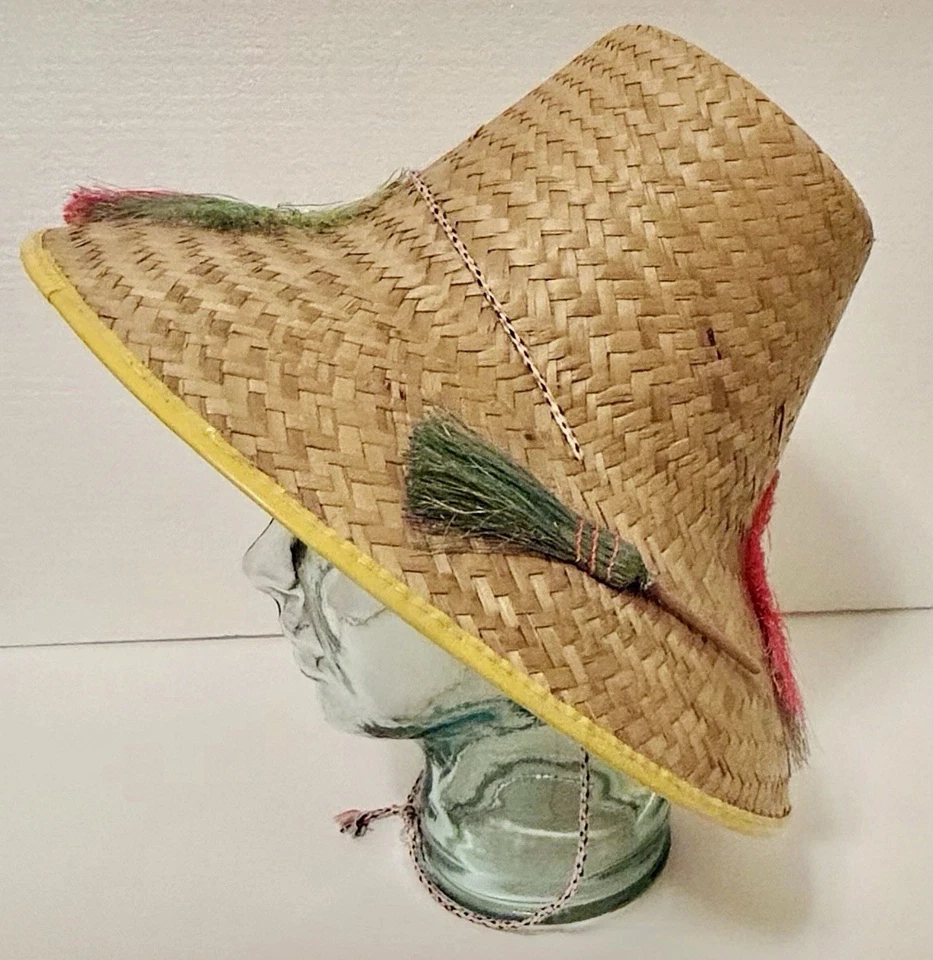 Vintage 1950’s Straw broomsticks and Pinwheels Beach Garden Hat Made in Mexico - Image 3 of 4