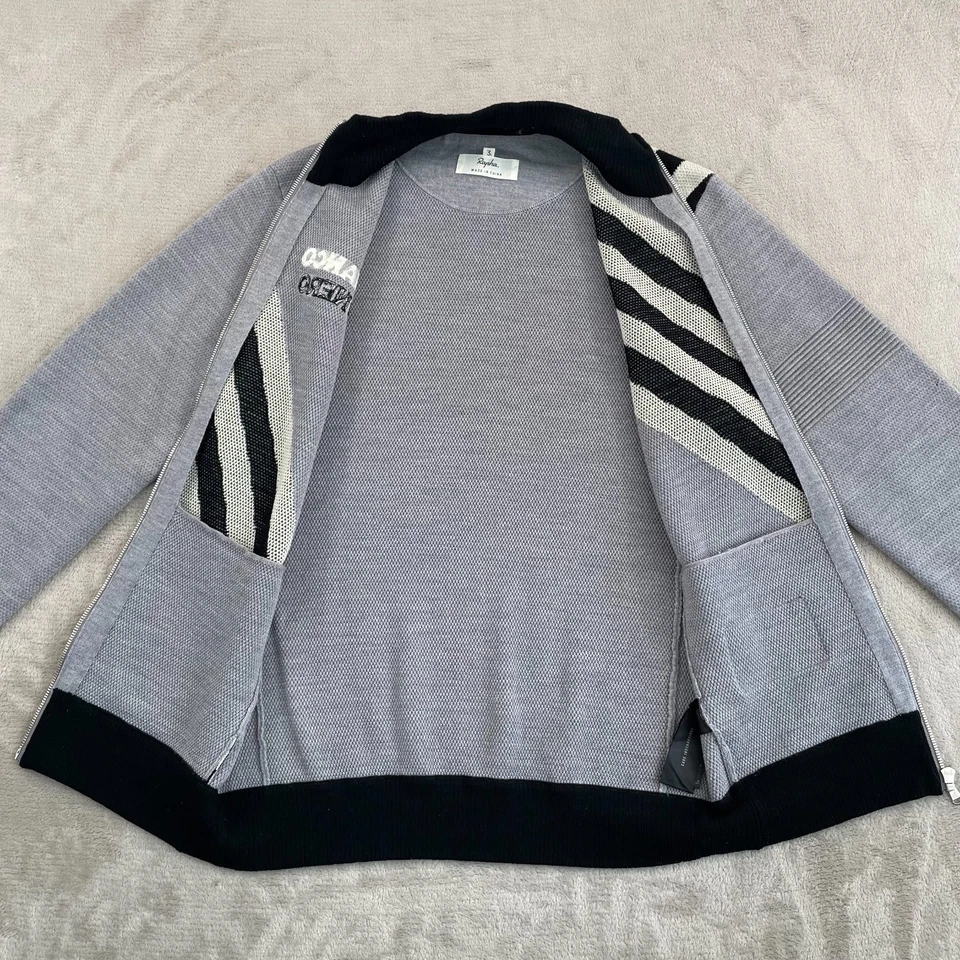 Chaqueta de Pista Rapha Balmamion Para Hombre 3 Gris Medio Negro 100% Lana Ciclismo Nueva Sin Etiquetas Foto 3 de 4