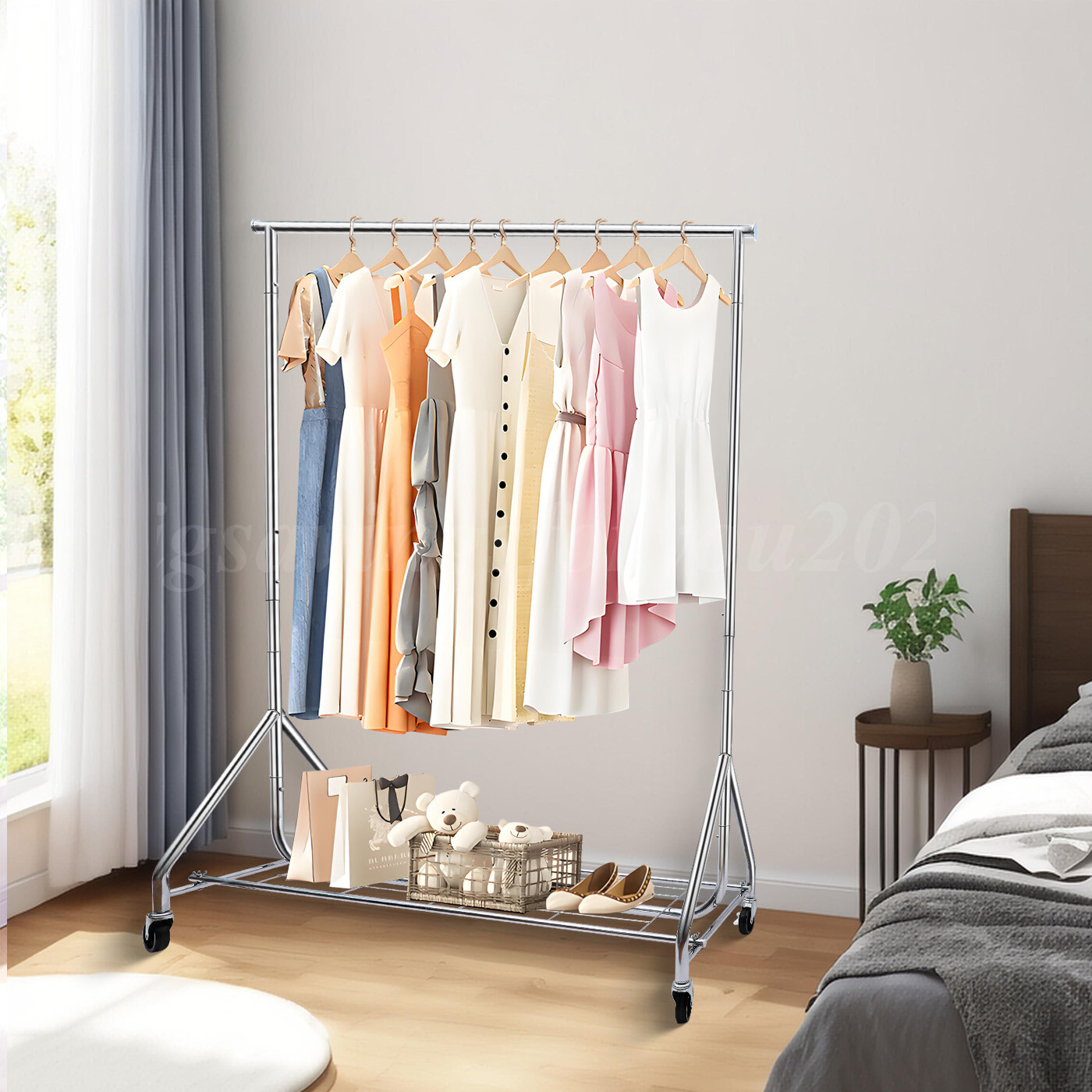 Heavy Duty Garment Rack Rolling Clothes Rack Collapsible Clothing Rack ...
