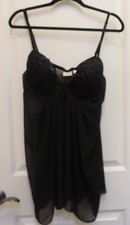 SOPHIA BY DELICATES BLACK SHEER NIGHTGOWN NEGLIGIE BEADED BRA SIZE XL