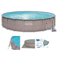 Summer Waves Elite Wicker Print 24' X 52 Above Ground Frame Pool Set W/ Pump on sale Summer Waves Elite Wicker Print 24' X 52 Above Ground Frame Pool Set W/ Pump on sale