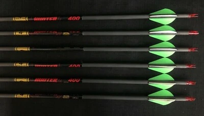 Gold Tip Hunter 400 Carbon Arrows w/ 2" Raptor-X Vanes 6pk BRAND NEW