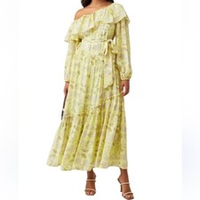 New Astr Kaylani Dress In Yellow Grey Floral In Multi S