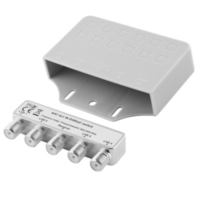 F SAT Schalter Umschalter Switch für Satellit Anlage 4x LNB 1x Receiver digital