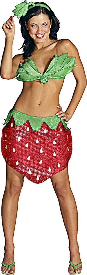 Sujetador MUJER Disfraz Fresa Talla 6-12 Verde Brillante con Diadema Foto 4 de 4