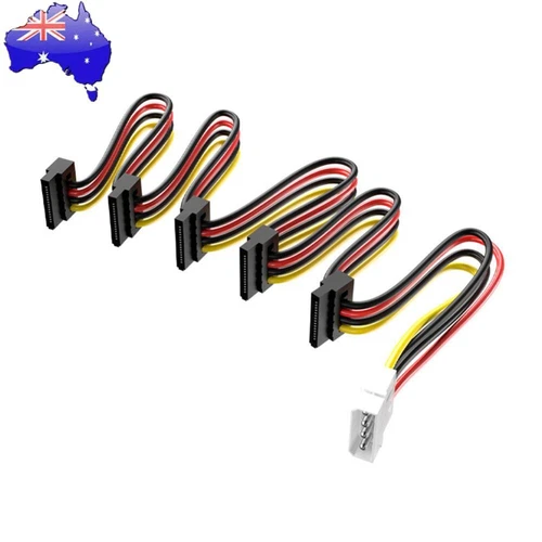 1 to 5 SATA Power Cable Adapter Splitter Cable Hard Drive Power Supply Cord