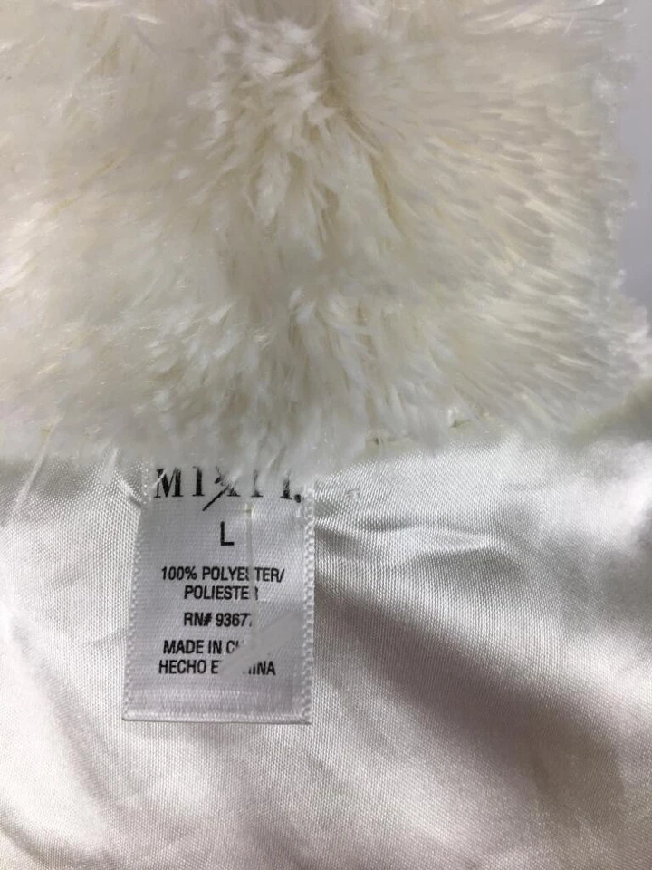 Mixit 人造毛皮白色背心外套 L 码开襟修身无袖夹克衬里 — 第 3/3 张图片