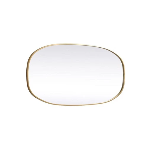 Elegant Decor Brynn 24x48" Oval Modern Metal Wall-Mounted Mirror in Brass - Picture 5 of 11