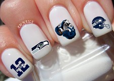 Juego de 58 calcomanías de transferencia de pegatinas para arte en uñas Seattle Seahawks - A1311