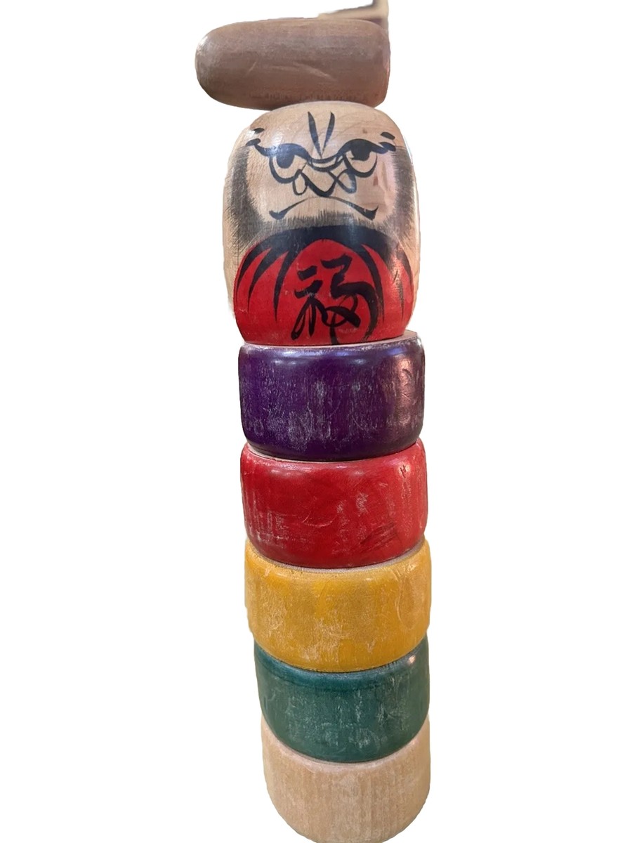 Japanese Daruma drop wooden made in Japan antique 6 pieces +