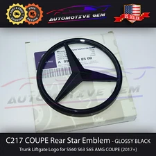 C217 S63 AMG Trunk Star Emblem GLOSS BLACK Rear Logo Badge Mercedes S560 2017+
