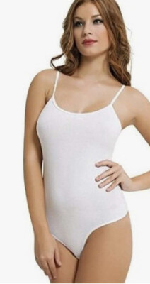 thin strips girls / Ladies leotard/bodysuit Colour - White (. Size -XXL(46)