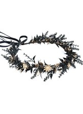 Handmade Black / Gold Flower Crown Fairy Floral Headpiece, Elf, Gothic, Cosplay