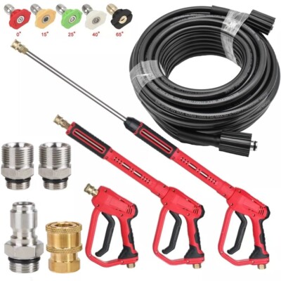 High Pressure 4350PSI Car Power Washer Gun/Spray Wand/Lance/Nozzle/Hose 3/8'' M22