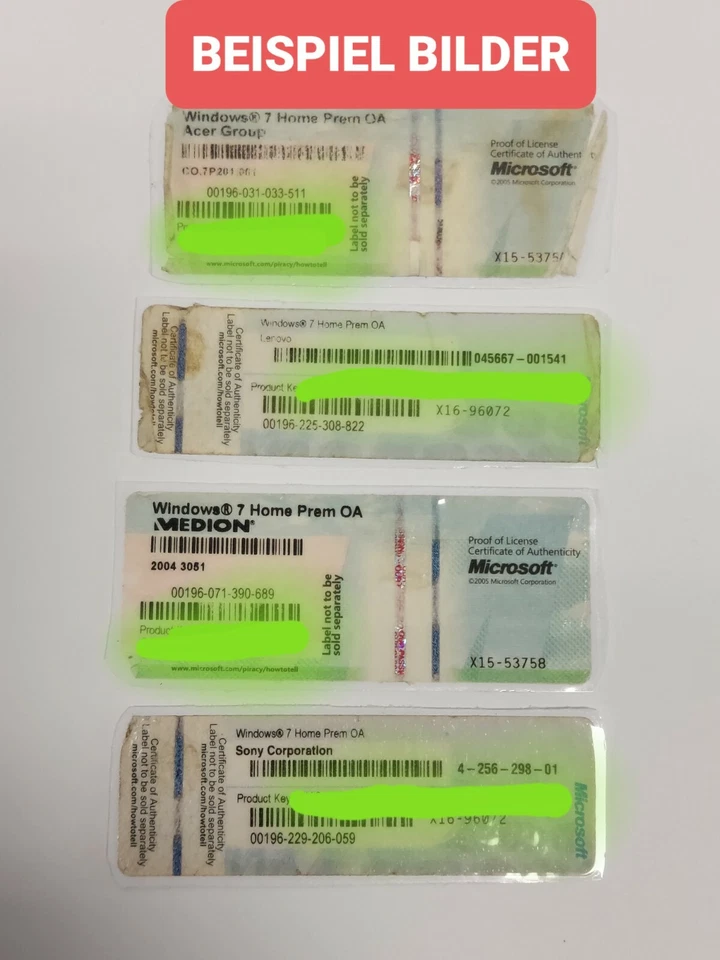 Originale Windows 7 Home 32/64 Bit Chiave Lizens Aufkleber. #P2 - Immagine 2 di 2