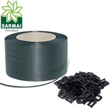 KIT REGGITURA MANUALE ROTOLO REGGETTA REGGIA 15 mm 750 m  + SIGILLI FIBBIA