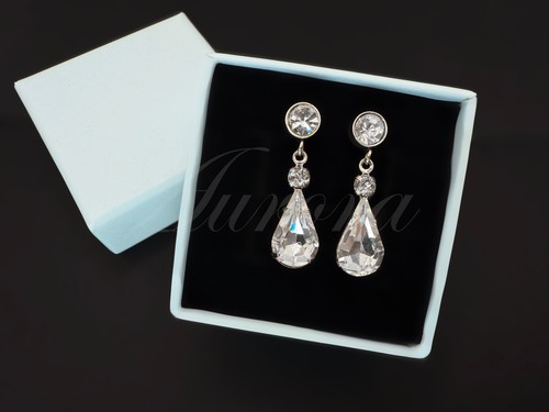 AAA Crystal Teardrop Earrings Made With Swarovski Silver Tone 9ct RGP Brand New - Picture 2 of 6