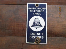 VINTAGE PORCELAIN UNDERGROUND TELEPHONE CABLE BELL SYSTEM DO NOT DISTURB SIGN