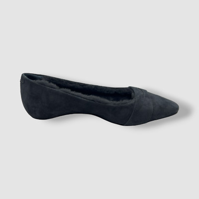 Bougeotte Women's Blue Flaneur Suede Shearling Ballet Flat Shoes Size 37.5
