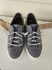 Sperry Top Sider Gray Brushed Flannel Sneaker Women 6