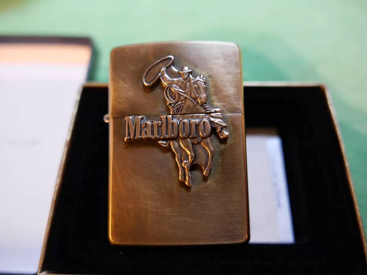 ZIPPO MARLBORO COWBOY ROPER BRASS LIGHTER 1994