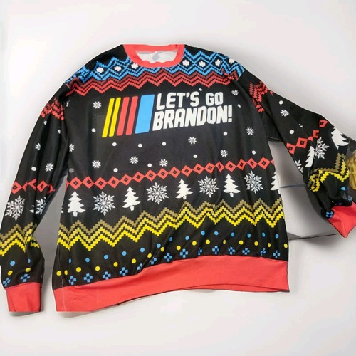 Unique Let's Go Brandon Sweatshirt Ugly Sweater Christmas Funny Crewneck Size XL