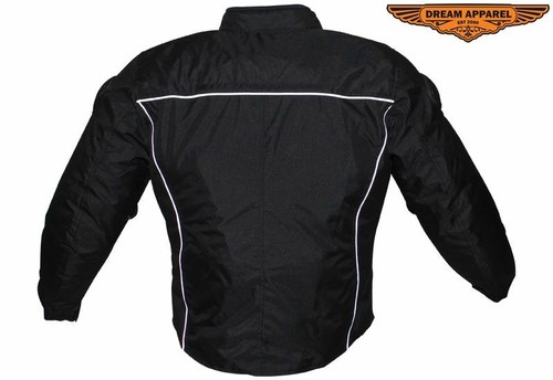Men's Motorcycle Lightweight Collared Jacket with Pockets and Reflective Piping - Picture 8 of 10