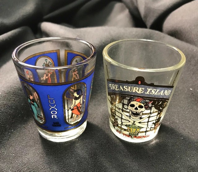 2 Las Vegas Casino Shot Glasses Luxor & Treasure Island Mirage eBay