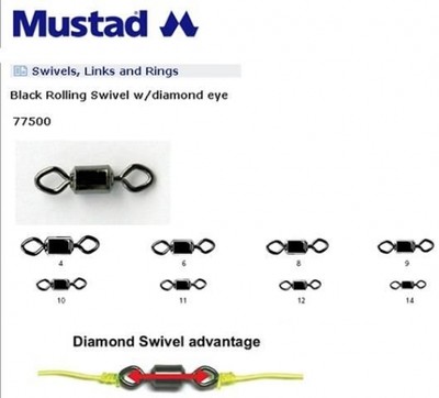 Confezione 9 Girelle Mustad Rolling Swivel Diamante Occhiello Misura 6 95 Libbre 77500-06