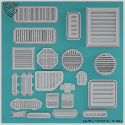 Sci-fi Vents and Extractors - greeblie pack greeble greebly model parts kitbash