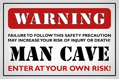 Holzschild 20x30 Man Cave enter at your own risk Regeln Männer Höhle lustiger Sp