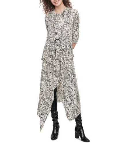 Maje ALTERED STAINED Rosa Animal Printed Asymmetrical Midi Dress sz 1