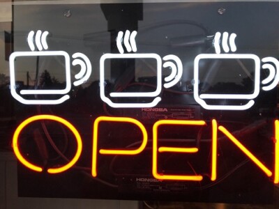 Hot Coffee Cafe Open Neon Light Sign 24''x20'' Lamp Poster Real Glass Beer Bar 