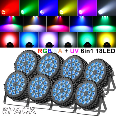18x12W LED Stage Lights RGBWA UV DMX Color Change Par Light Party DJ Disco Show