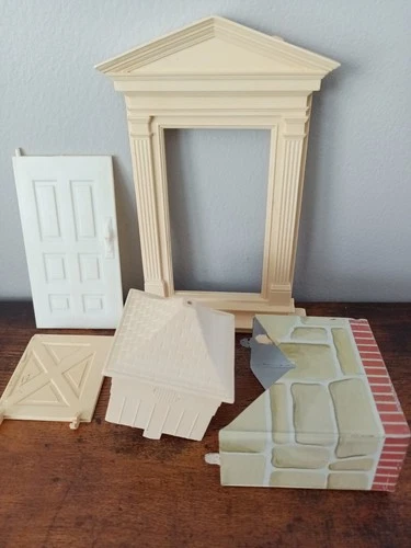 Vintage Marx Tin Litho Chimney, Doors House Barn Garage